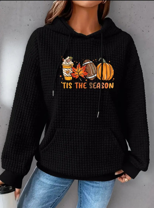 PREORDER Halloween Tis The Season Knit Waffle Pullover Hooded Sweater