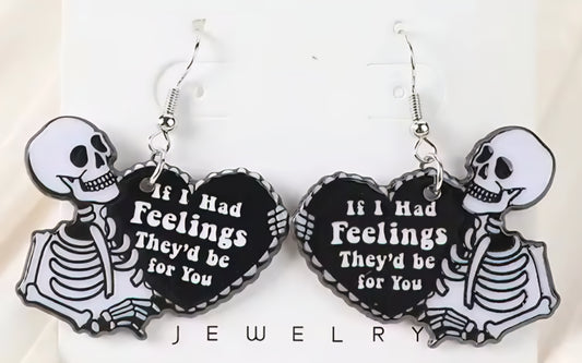 PREORDER Halloween If I Had Feelings Acrylic Dangle Earrings