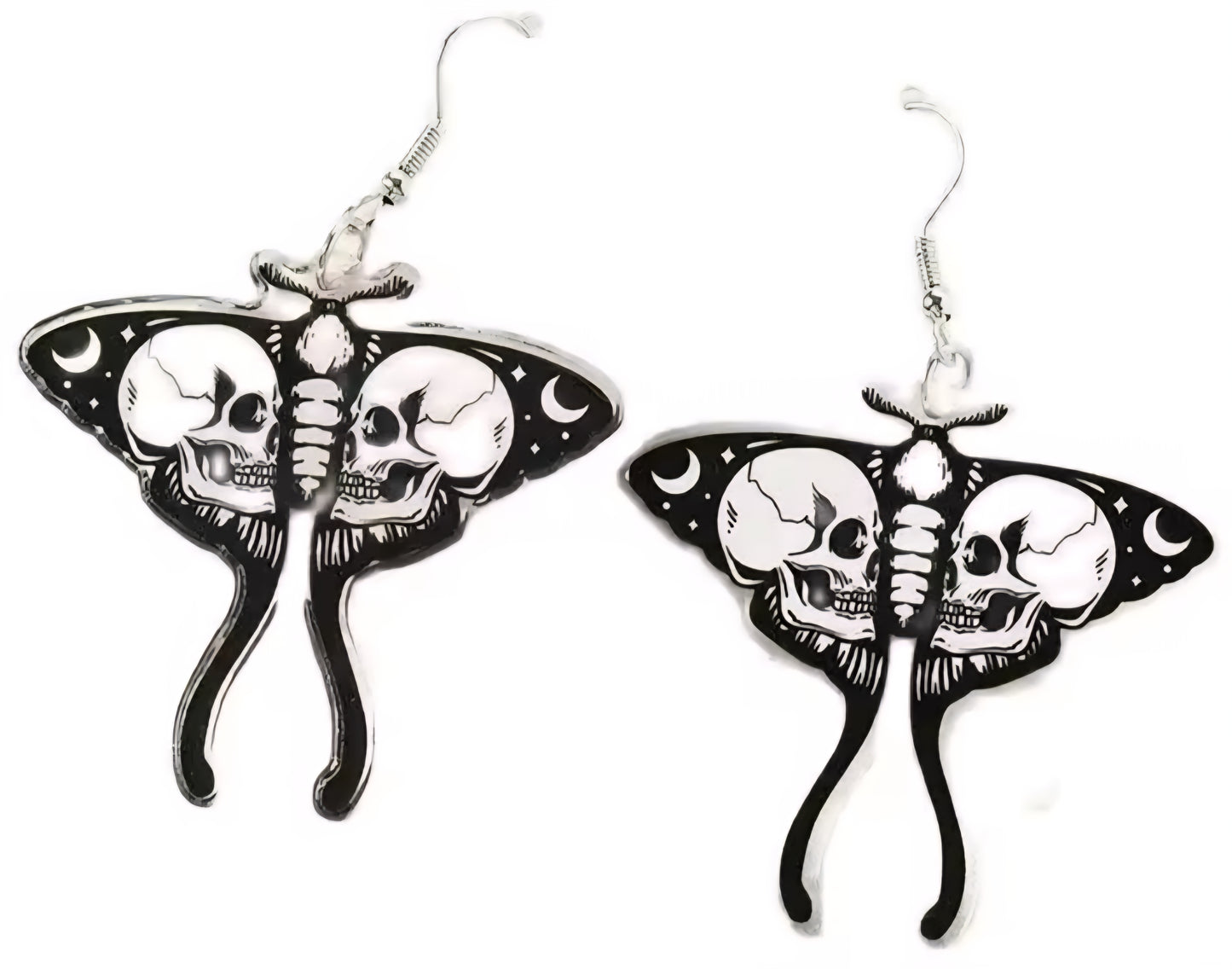 PREORDER Halloween Star Crossed Lover Moth Acrylic Earrings