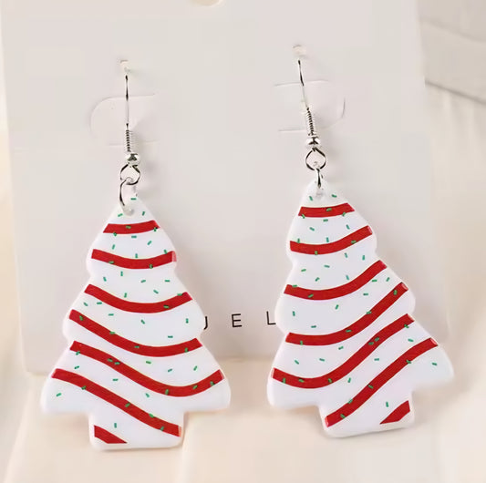 PREORDER White Christmas Tree Acrylic Dangle Earrings