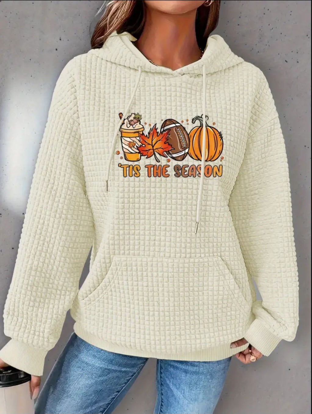 PREORDER Halloween Tis The Season Knit Waffle Pullover Hooded Sweater