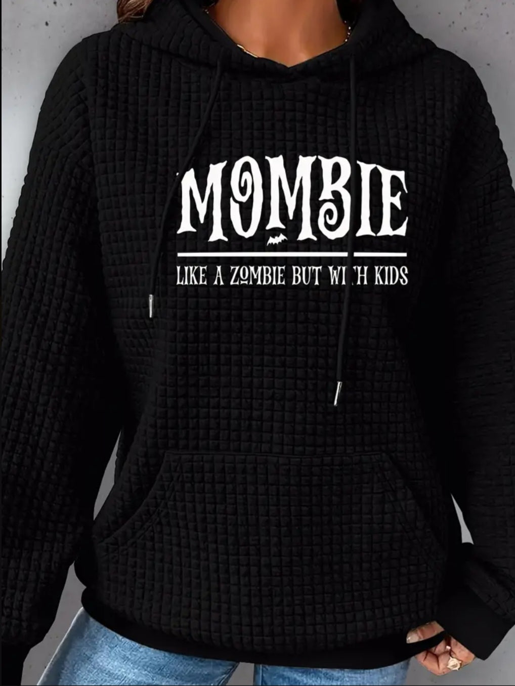 PREORDER Halloween Mombie Knit Waffle Pullover Hooded Sweater