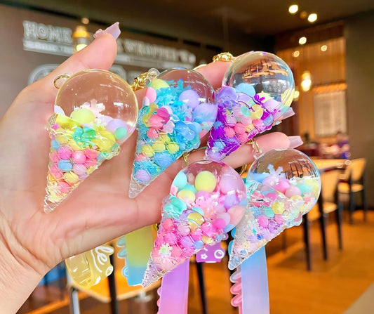 Mystery Icecream Cone Glitter Acrylic Keychain