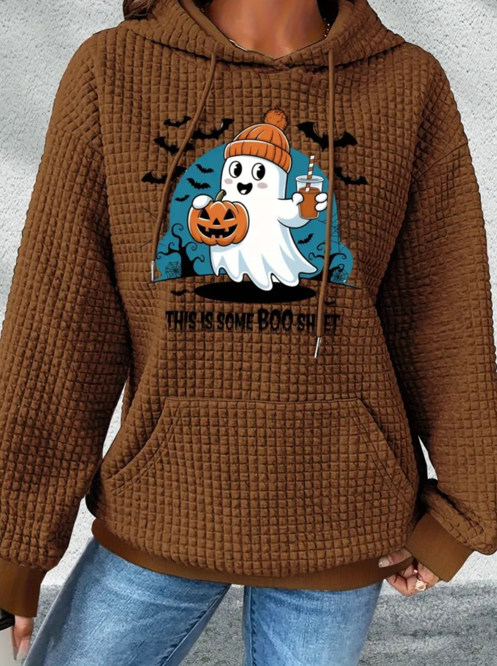 PREORDER Halloween Some Boo Sheet Knit Pullover Hooded Sweater