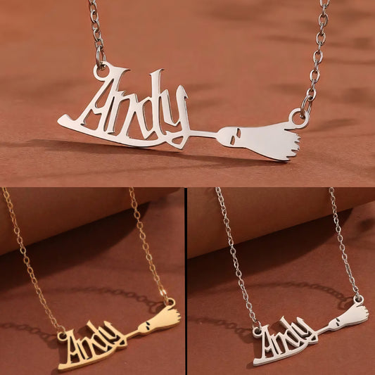 Preorder Personalized Witch Broom Necklace
