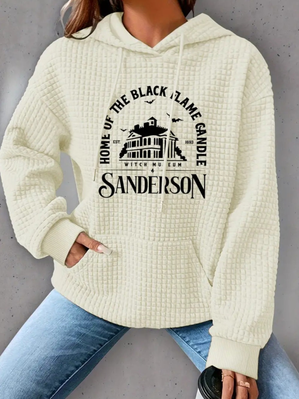 PREORDER Halloween Witch Museum Knit Waffle Pullover Hooded Sweater