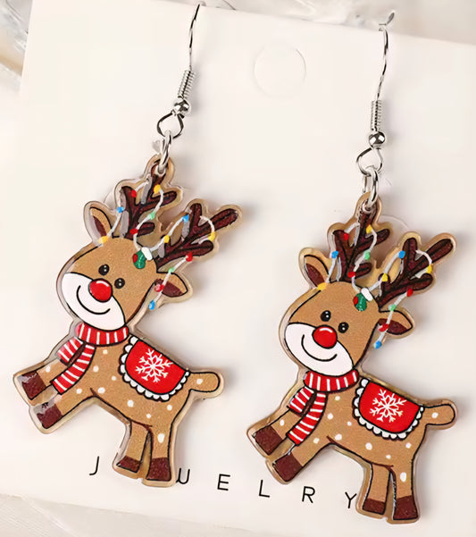 PREORDER Christmas Reindeer Acrylic Dangle Earrings