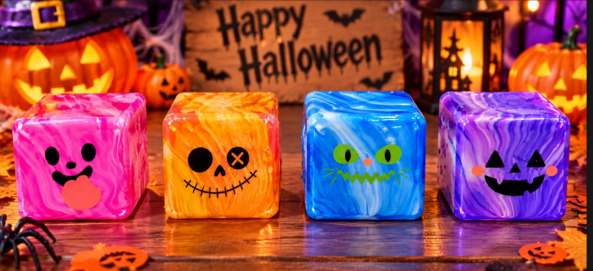Mystery Funny Face Swirl Cube Maltose Squishy
