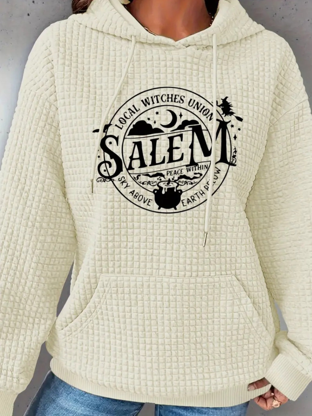 PREORDER Halloween Local Witch Union Knit Waffle Pullover Hooded Sweater