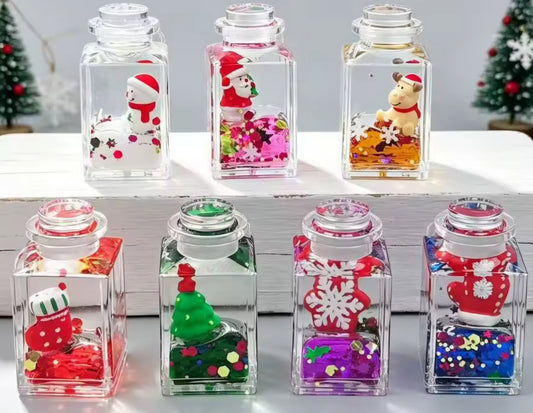 Mystery Christmas Bottle Glitter Liquid Acrylic Keychain