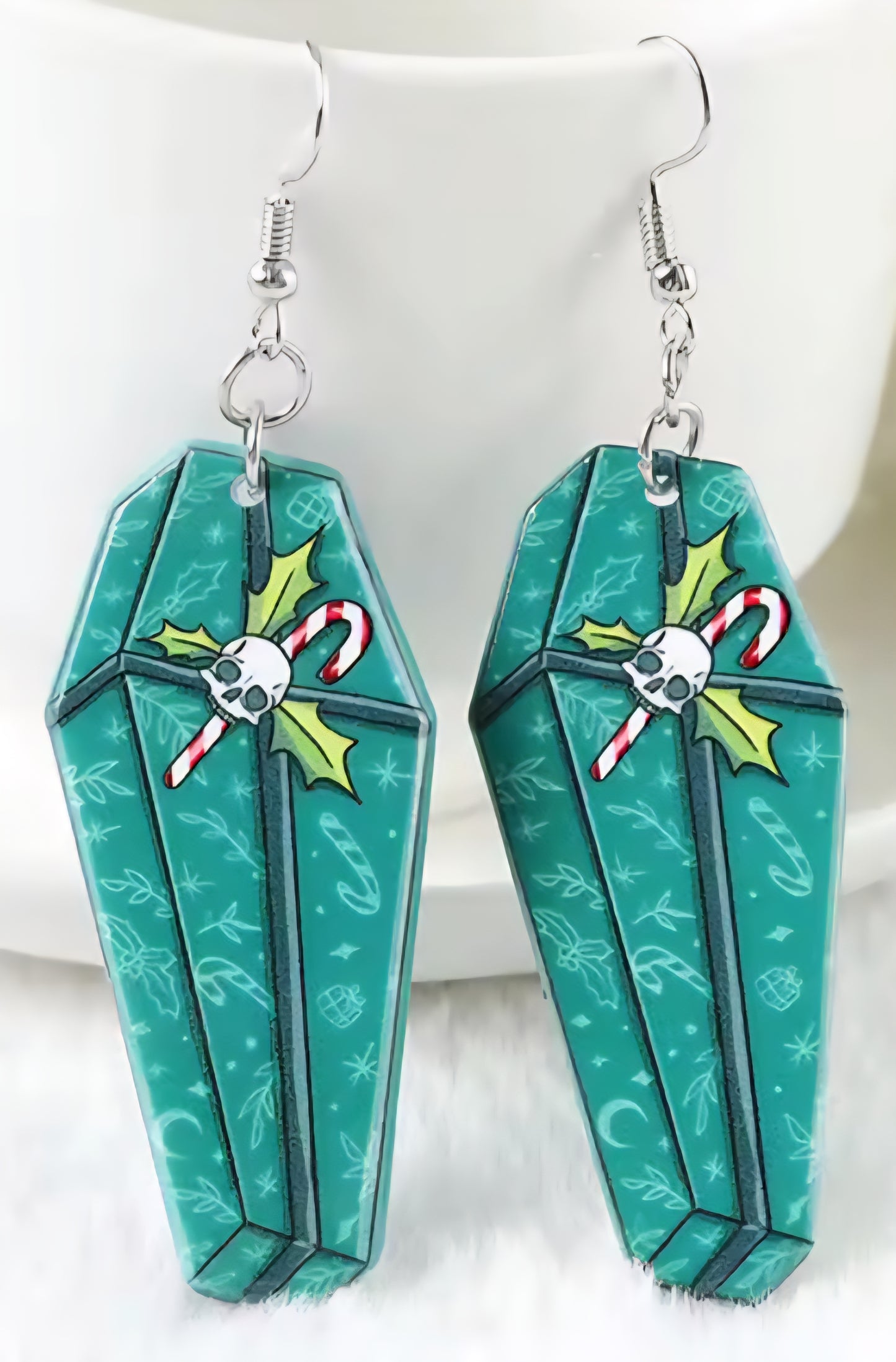 PREORDER Halloween/Christmas Green Coffin Acrylic Dangle Earrings
