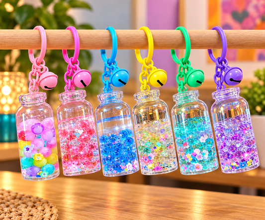 Mystery Bubble Jar Glitter Liquid Acrylic Keychain