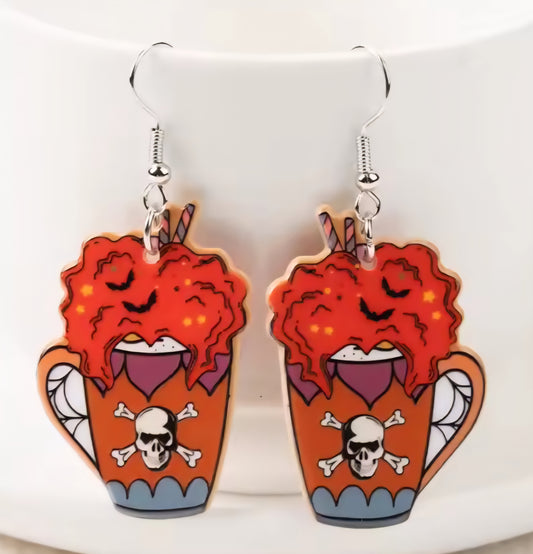 PREORDER Halloween HP Winifred Frappe Coffee Acrylic Dangle Earrings
