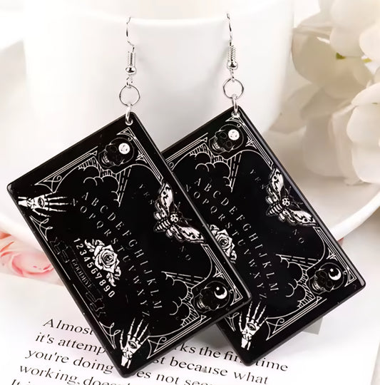 PREORDER Halloween Moth Ouija Board Acrylic Dangle Earrings