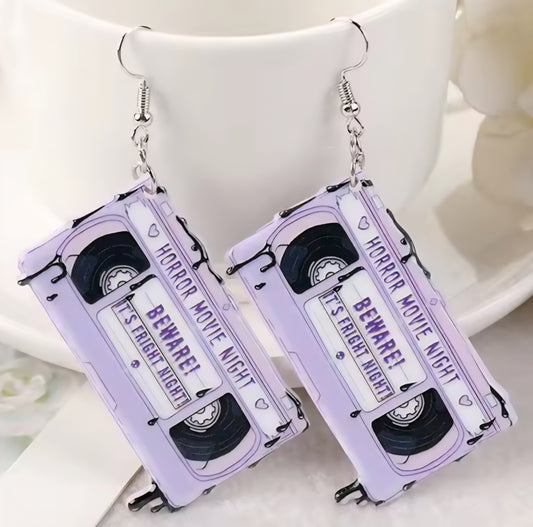 PREORDER Halloween Beware! Its Friday Night Acrylic Dangle Earrings