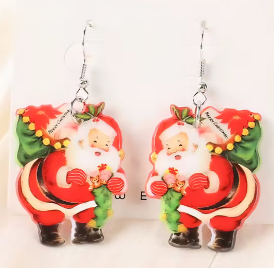 PREORDER Christmas Santa Acrylic Dangle Earrings