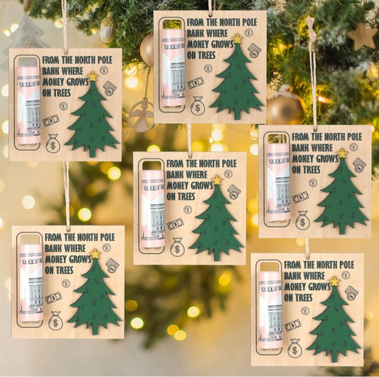 Christmas Tree Money Wooden Ornament