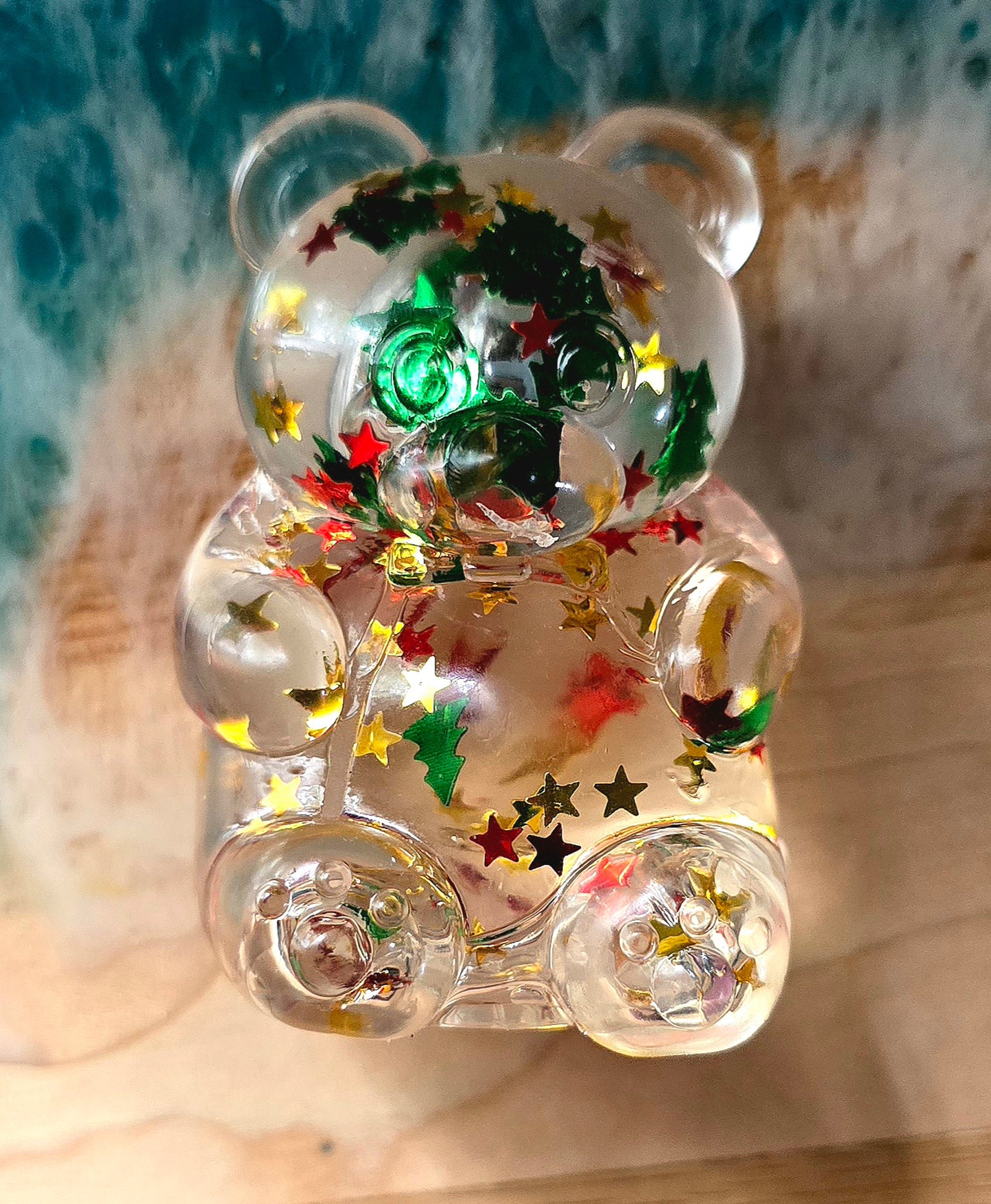 Christmas Tree Glitter Lighted Gummy Bear Maltose Squishy