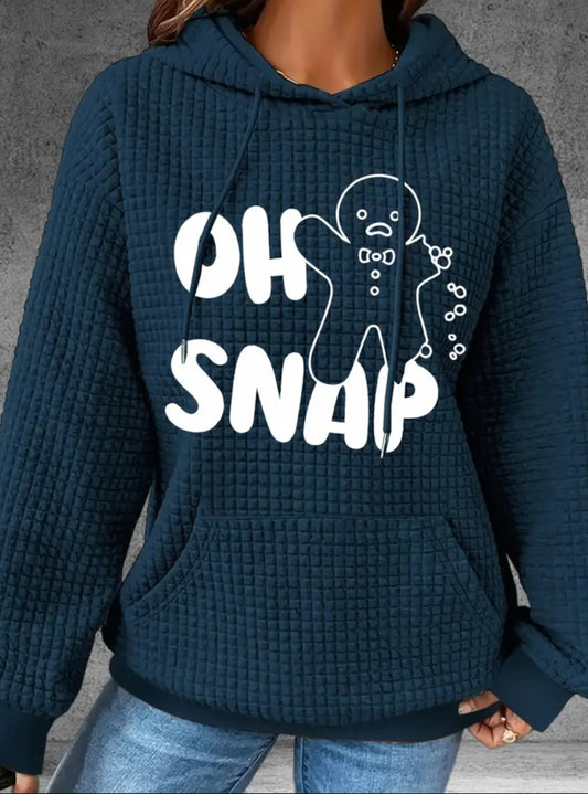PREORDER Christmas Oh Snap Gingerbread Man Knit Waffle Pullover Hooded Sweater