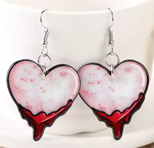 PREORDER Halloween Bloody Heart Acrylic Dangle Earrings