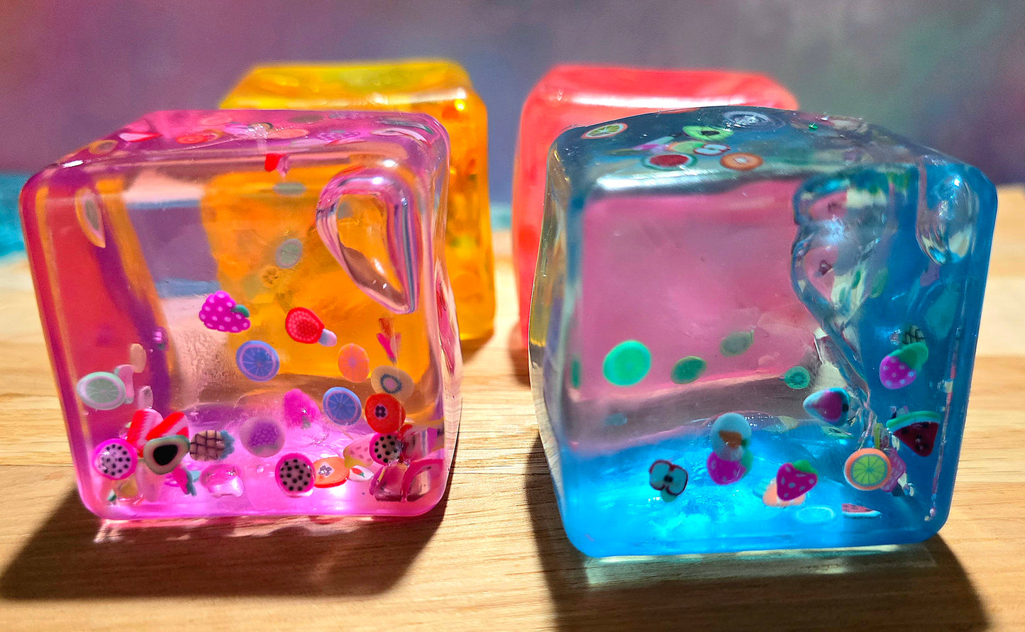 Mystery Transparent Fruit Cube Squishy