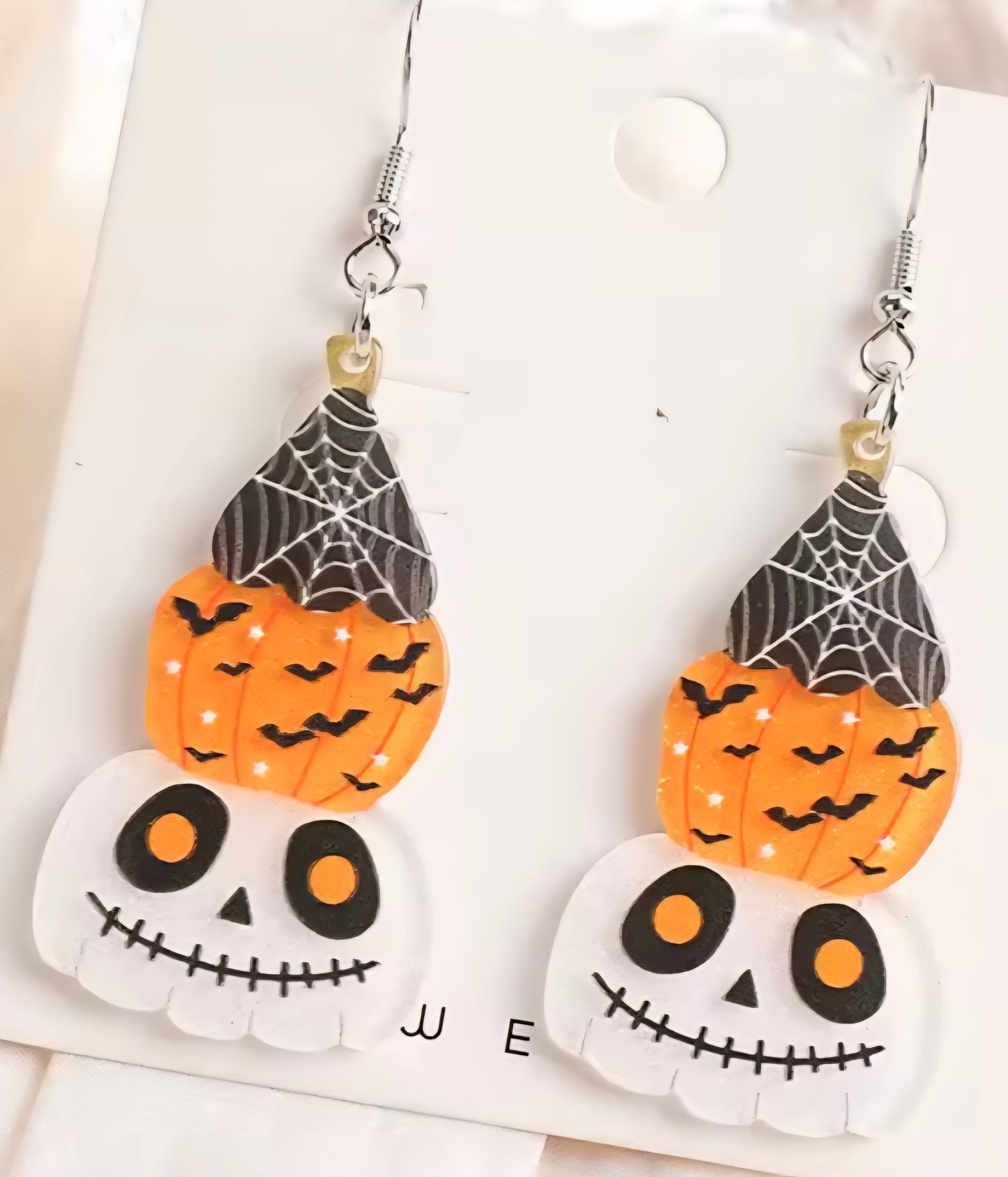 PREORDER Halloween Jack O Lantern Spider Bat Pumpkins Dangle Earrings