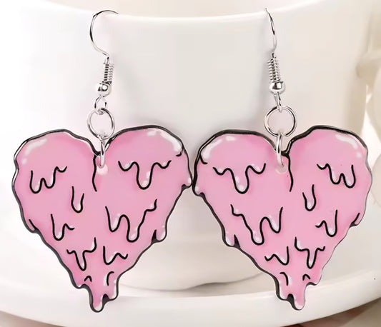 PREORDER Halloween Melting Heart Acrylic Dangle Earrings