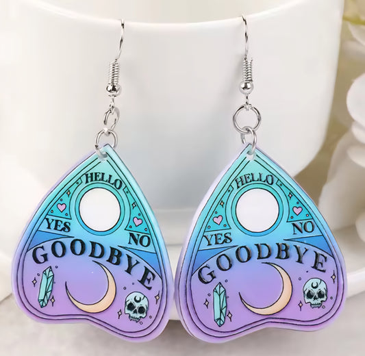 PREORDER Halloween Ombre Goodbye Ouija Board Acrylic Dangle Earrings
