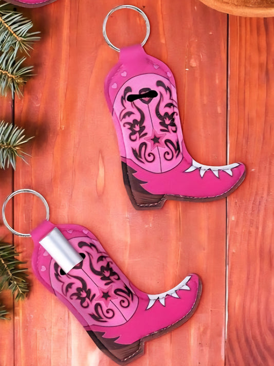 Pink Cowgirl Boots ChapStick Holder