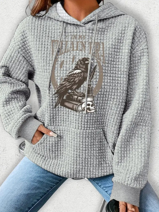 PREORDER Halloween Villian Era Edgar Allen Poe Knit Waffle Pullover Hooded Sweater