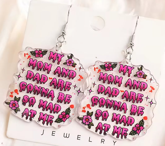 PREORDER Halloween Mom & Dad Mad Dangle Earrings