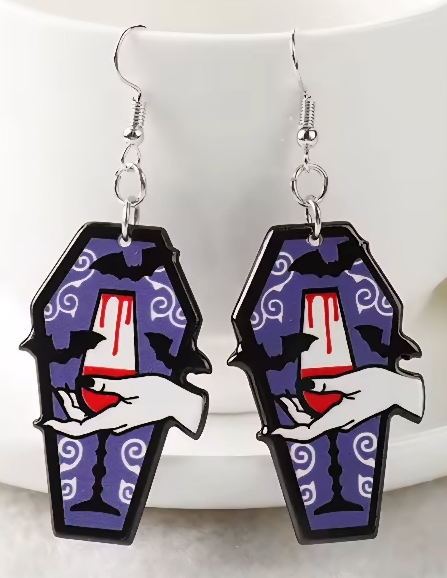 PREORDER Halloween Bat Vampire Blood  Acrylic Dangle Earrings