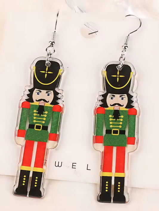 PREORDER Christmas Black Nut Cracker Acrylic Dangle Earrings