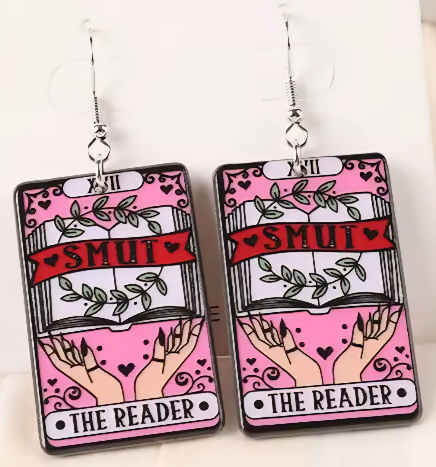 PREORDER Halloween The Smut Reader Tarrot Card Acrylic Earrings