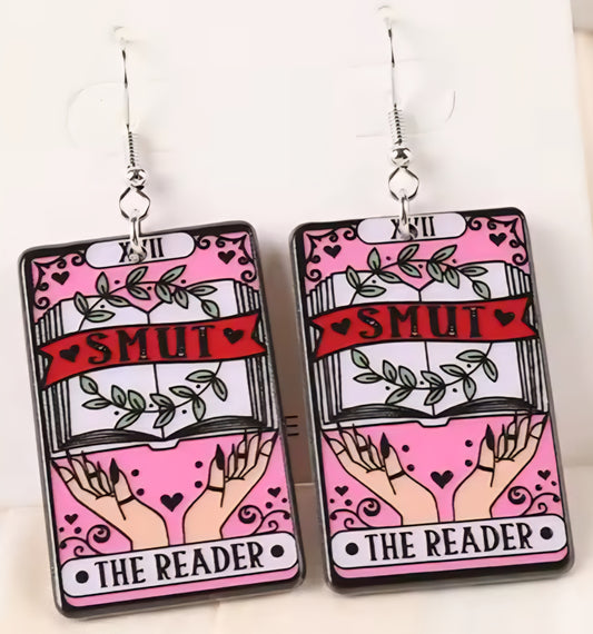 PREORDER Halloween The Smut Reader Tarrot Card Acrylic Earrings