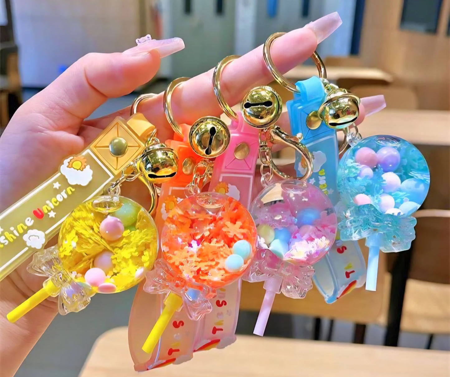 Viral Lollipop Glitter Liquid Keychain