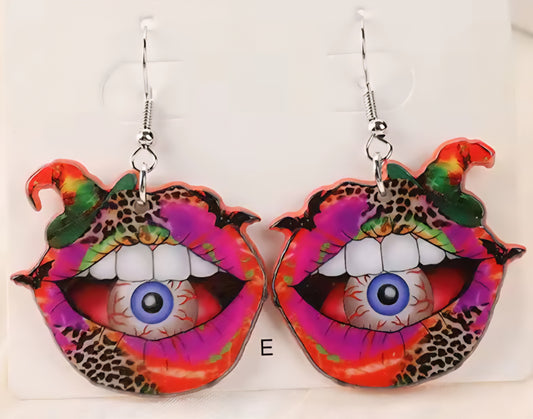 PREORDER Halloween Crazy Eyeball Acrylic Dangle Earrings