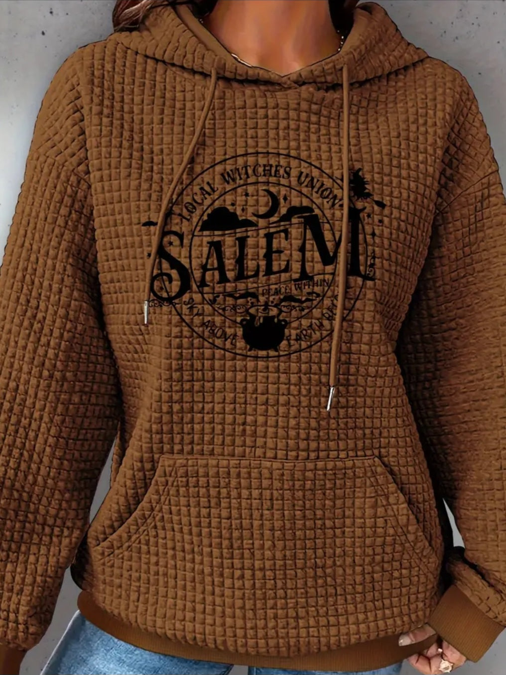 PREORDER Halloween Local Witch Union Knit Waffle Pullover Hooded Sweater