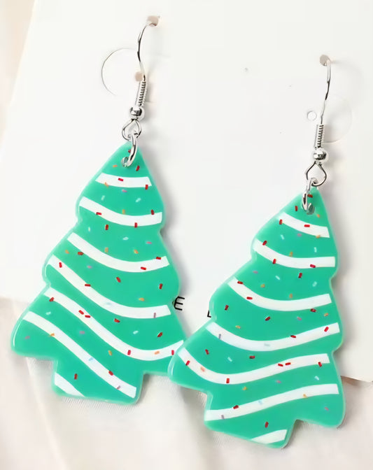 PREORDER Christmas Green Chocolate Cake Acrylic Dangle Earrings