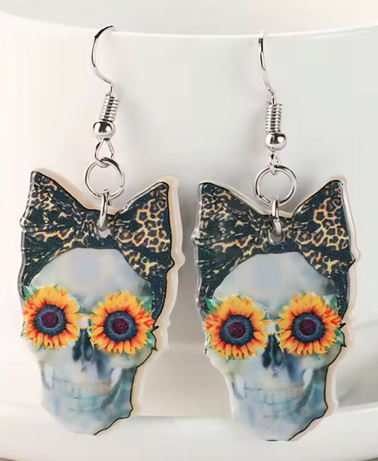 PREORDER Halloween Skeleton Skull Acrylic Dangle Earrings
