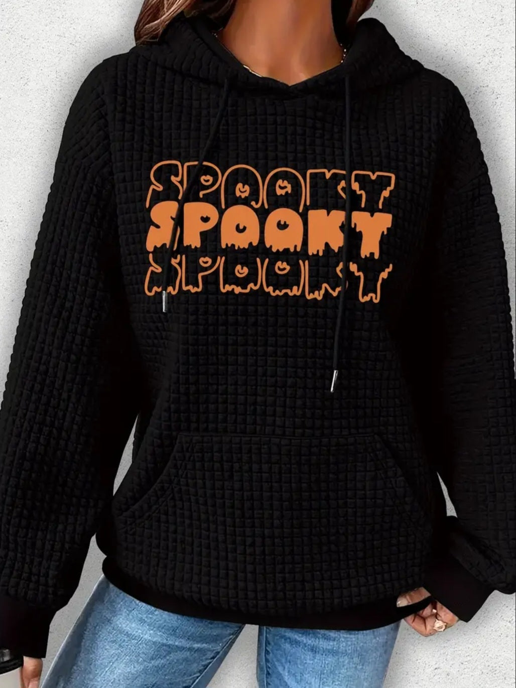 PREORDER Halloween Spooky Spooky Spooky Knit Waffle Pullover Hooded Sweater