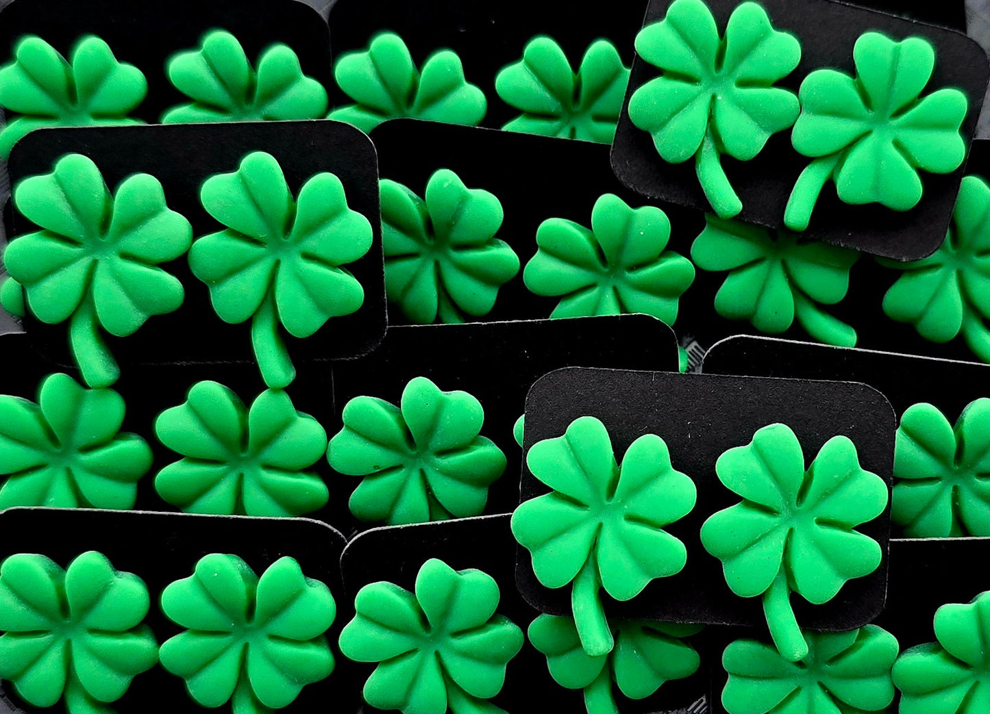 ST PATRICKS DAY JUMBO SHAMROCK RESIN STUD EARRINGS