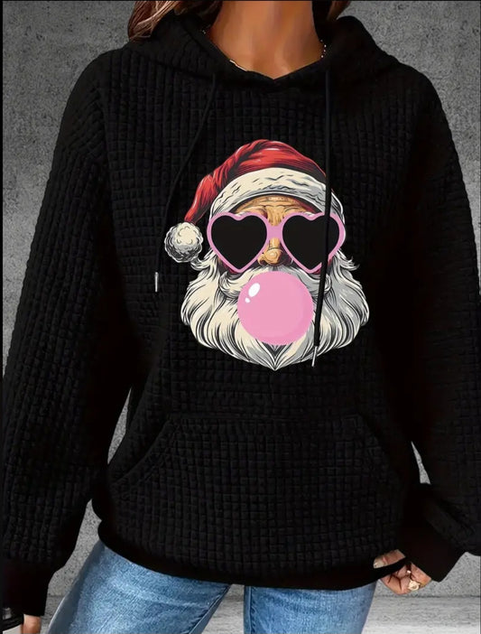 PREORDER Bubblegum Santa Knit Waffle Pullover Hooded Sweater