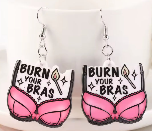 PREORDER Halloween Burn Your Bras Acrylic Dangle Earrings