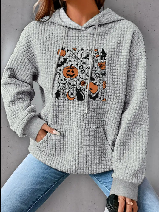 PREORDER Halloween Character Knit Waffle Pullover Hooded Sweater