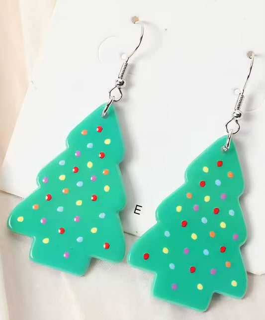 PREORDER Christmas Chocolate Tree Polka Dot Brownie Acrylic Dangle Earrings