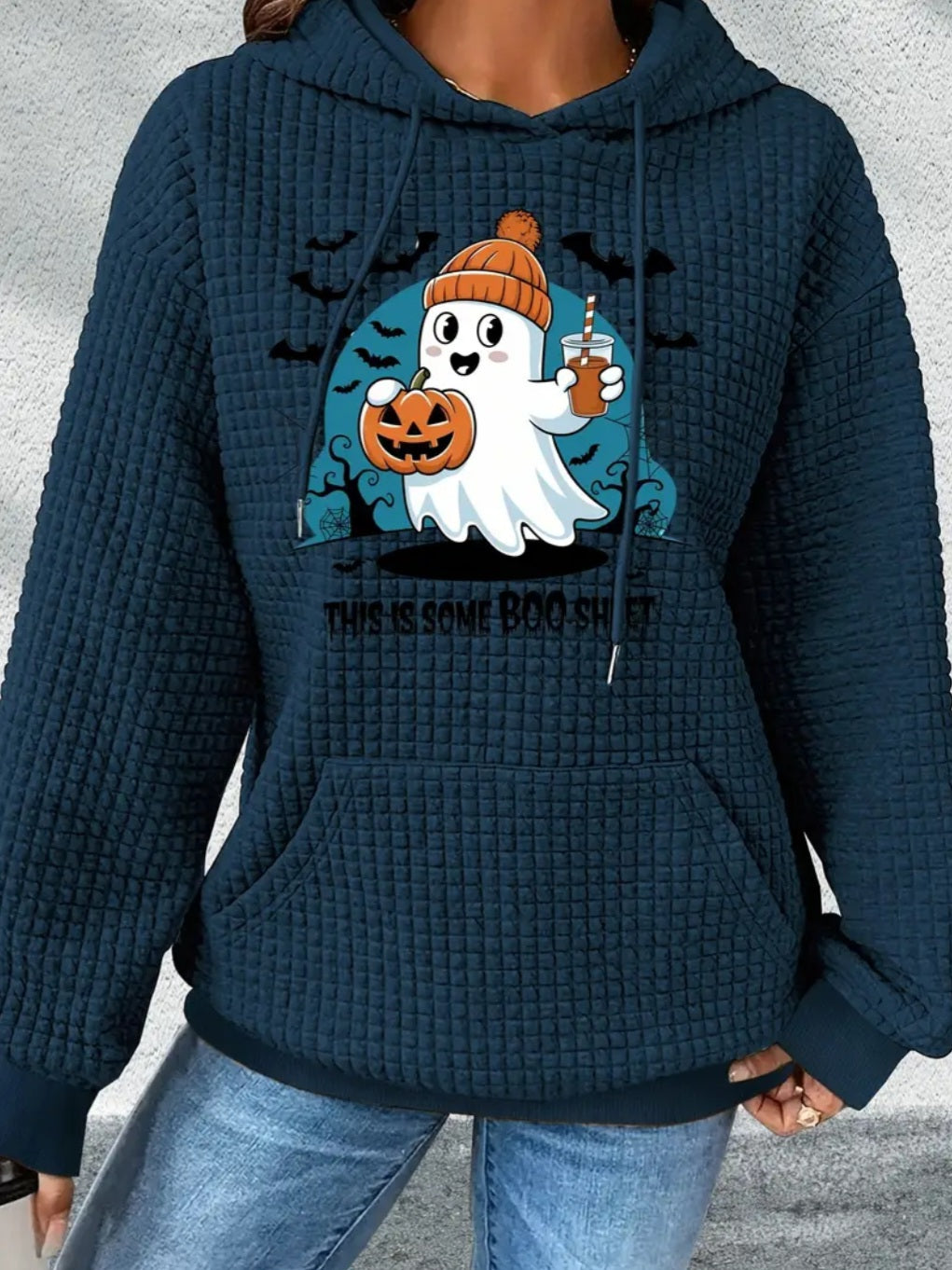 PREORDER Halloween Some Boo Sheet Knit Pullover Hooded Sweater