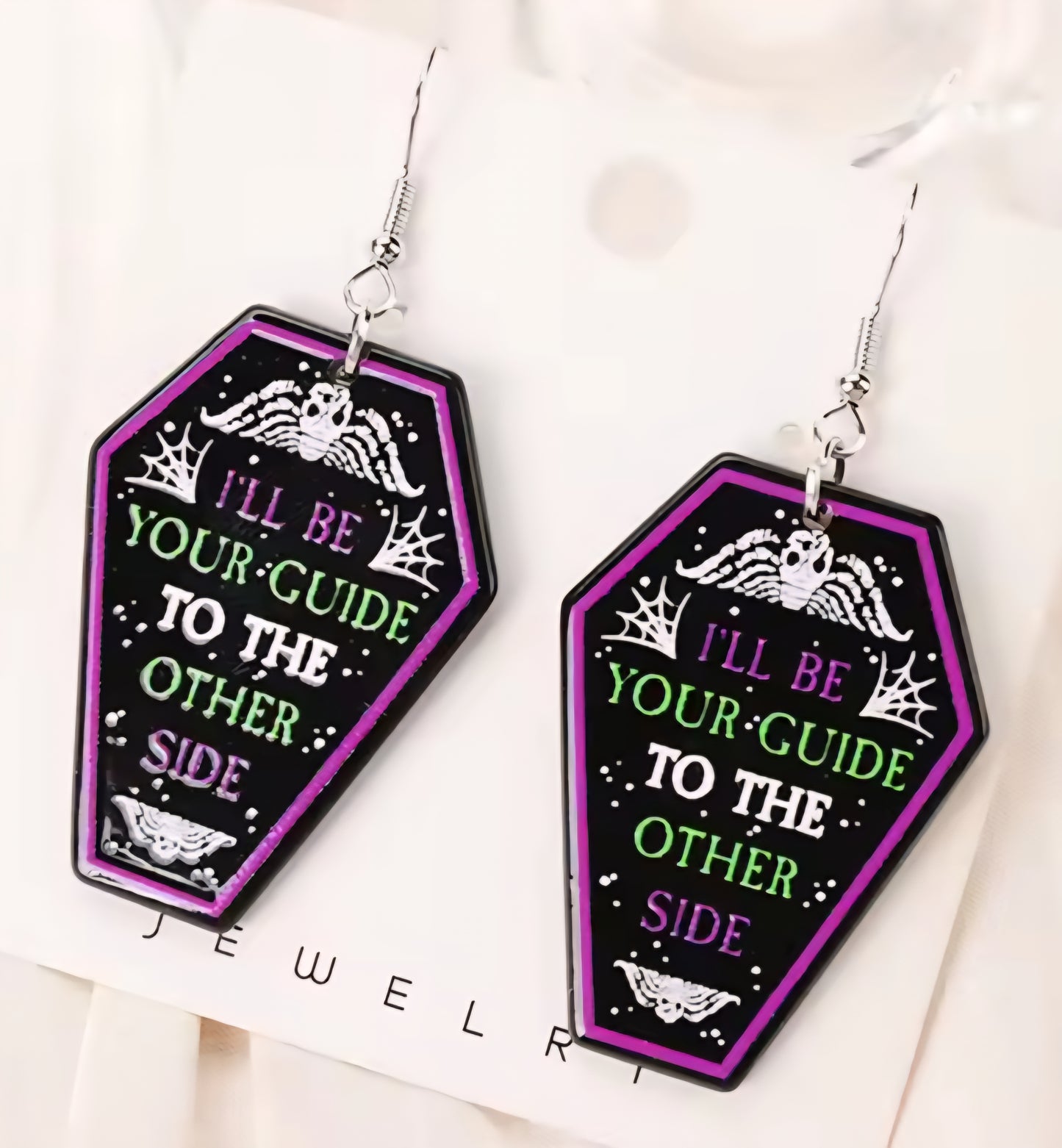PREORDER Halloween Guide To The Other Side Acrylic Dangle Earrings