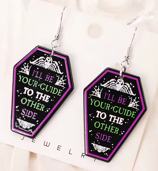 PREORDER Halloween Guide To The Other Side Acrylic Dangle Earrings