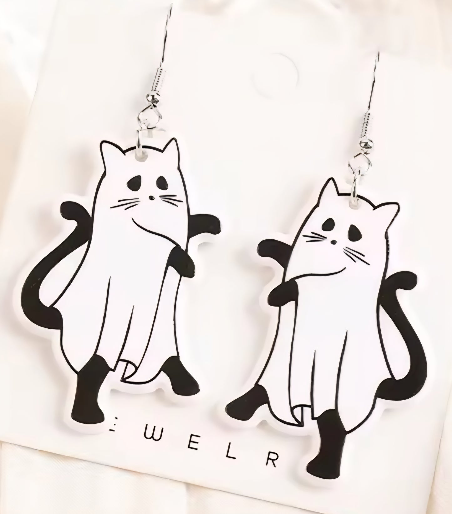 PREORDER Halloween Black Cat Ghost Acrylic Earrings